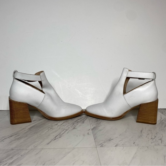 Free People Brady Square Toe White Leather Buckle Shootie Bootie 40 - Picture 5 of 15